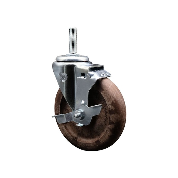 5 Inch High Temp Glass Filled Nylon 58 Inch Threaded Stem Caster with Brake